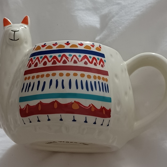 Large Whimsical Llama Ceramic Mug / Planter - Picture 2 of 12